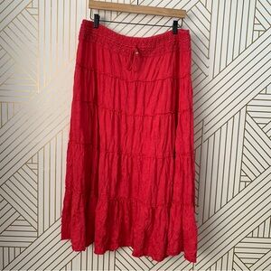 INC International Concepts Boho Bohemian Tiered Crochet embroidered knit Skirt
